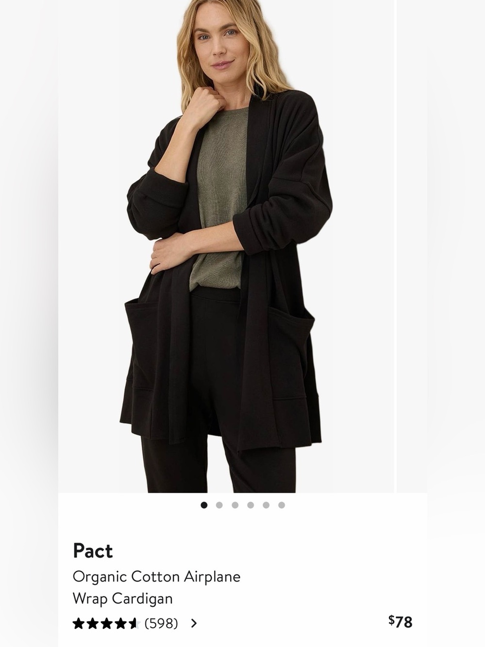 Pact Grey Organic Cotton Airplane Wrap Cardigan sz XL/XXL